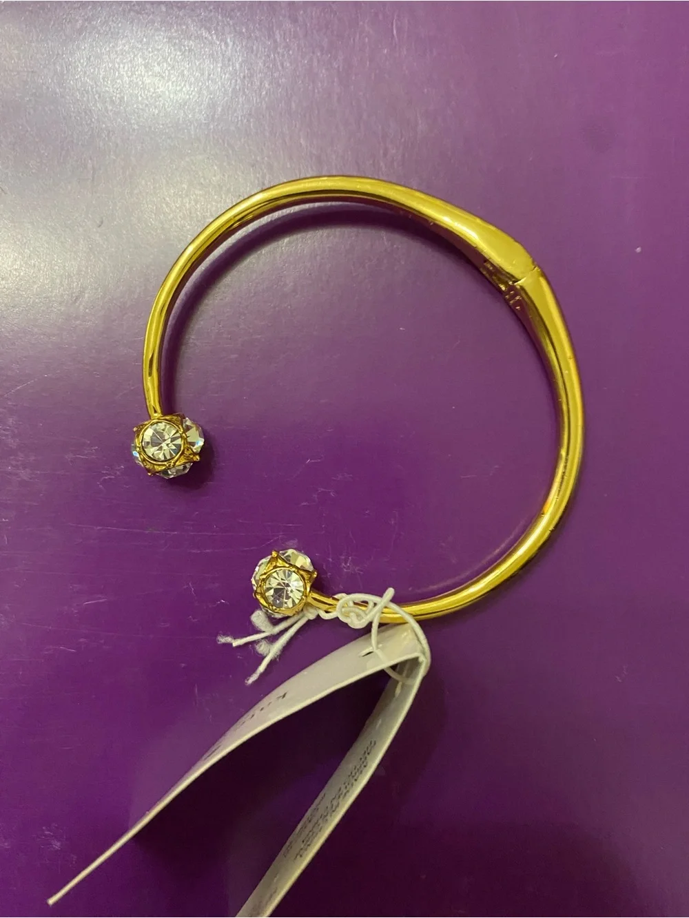 Kate Spade Gold Tone Crystal-Accent Open Cuff Bracelet